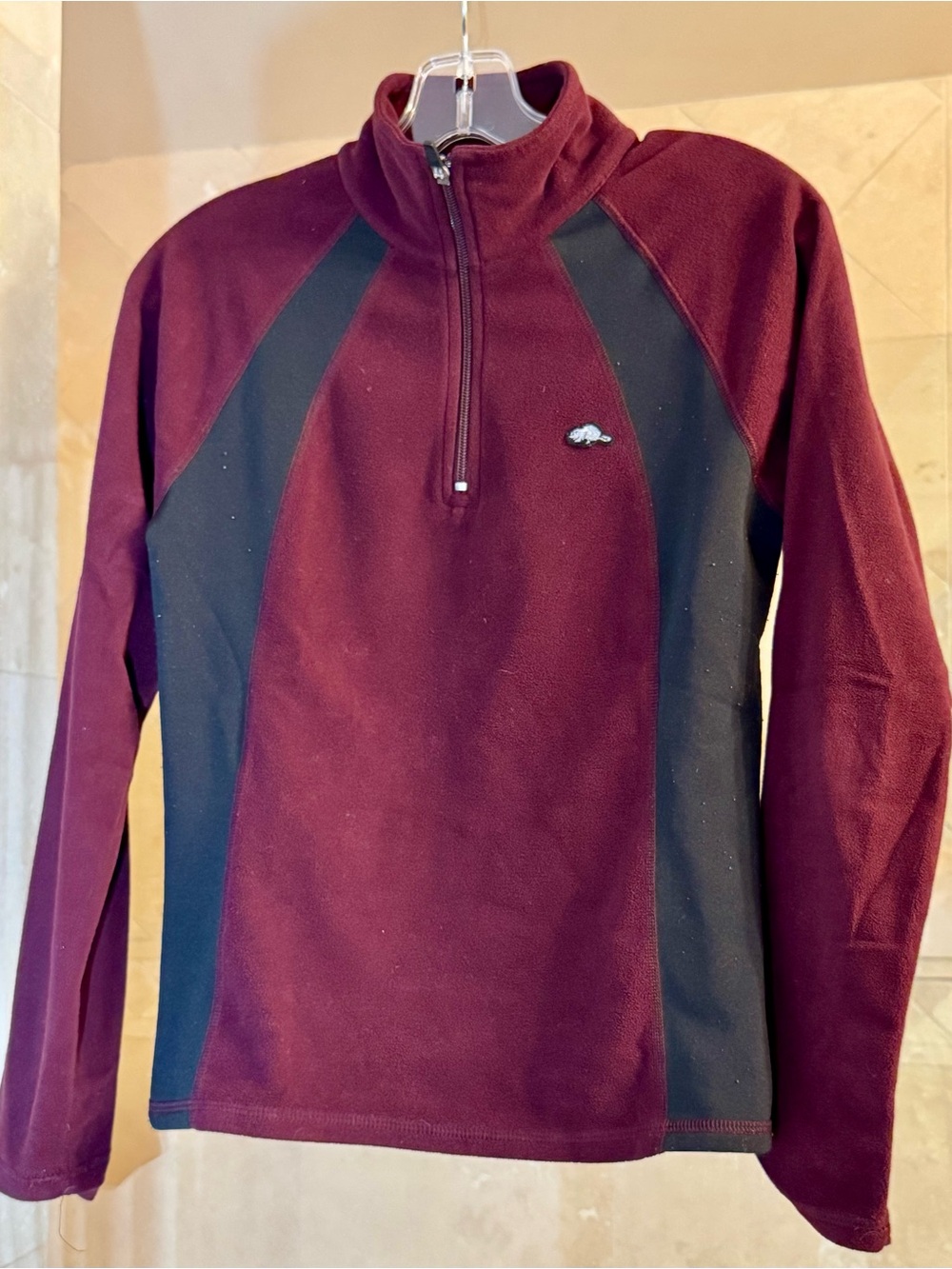 Roots Half-Zip Fleece Pullover - Burgundy/Black